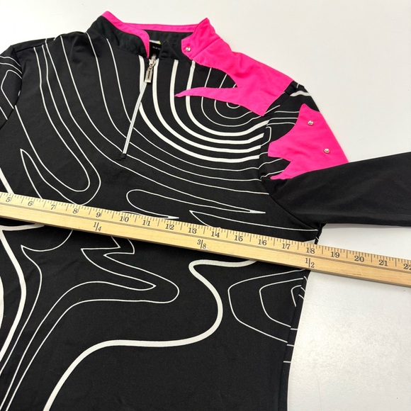 Jamie Sadock Women’s S 1/4 Zip Golf Polo Shirt 1/2 Sleeve Relaxed Fit Black Pink - Picture 8 of 11